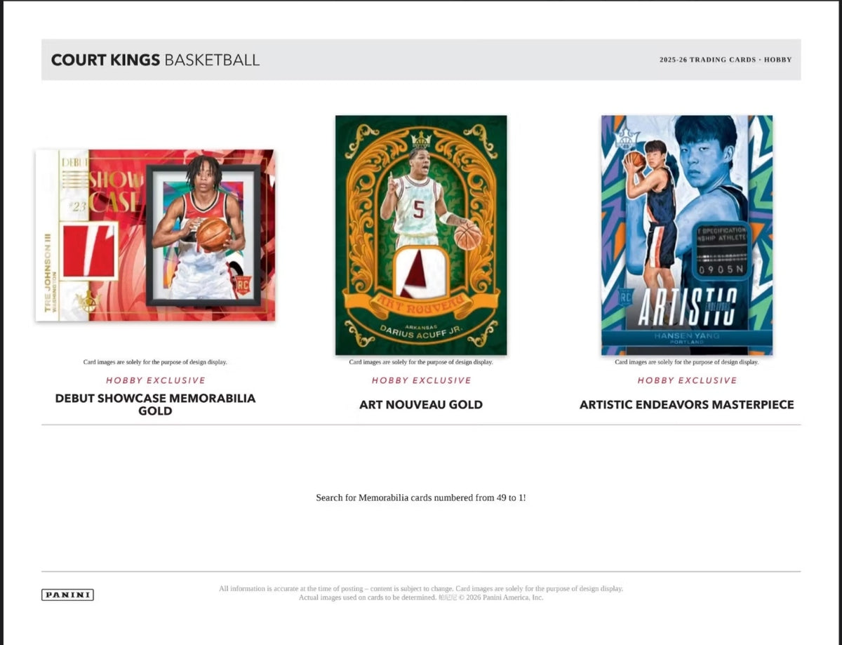 Panini Court Kings 2025-26 NBA Basketball Hobby Box -NEW- 2 Autographs