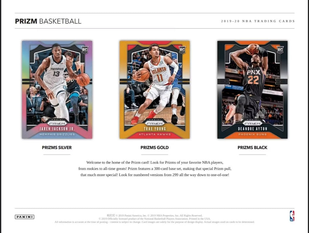 Panini Prizm 2019-20 NBA Basketball Hobby Box -NEW- 2 Autographs