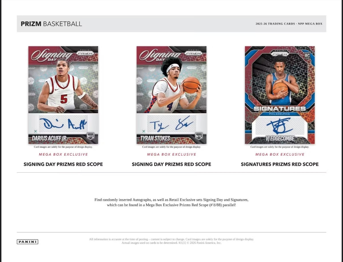 Panini Prizm 2025-26 NBA Basketball Mega Box -NEW- 12 Red Ice Prizms
