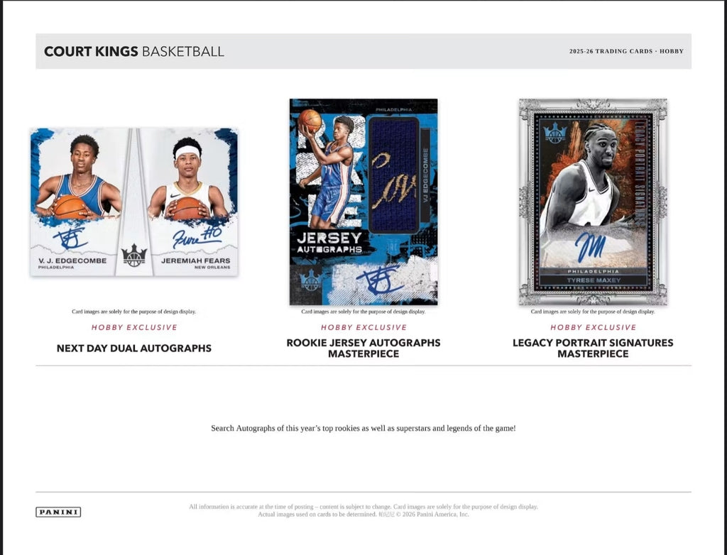 Panini Court Kings 2025-26 NBA Basketball Hobby Box -NEW- 2 Autographs