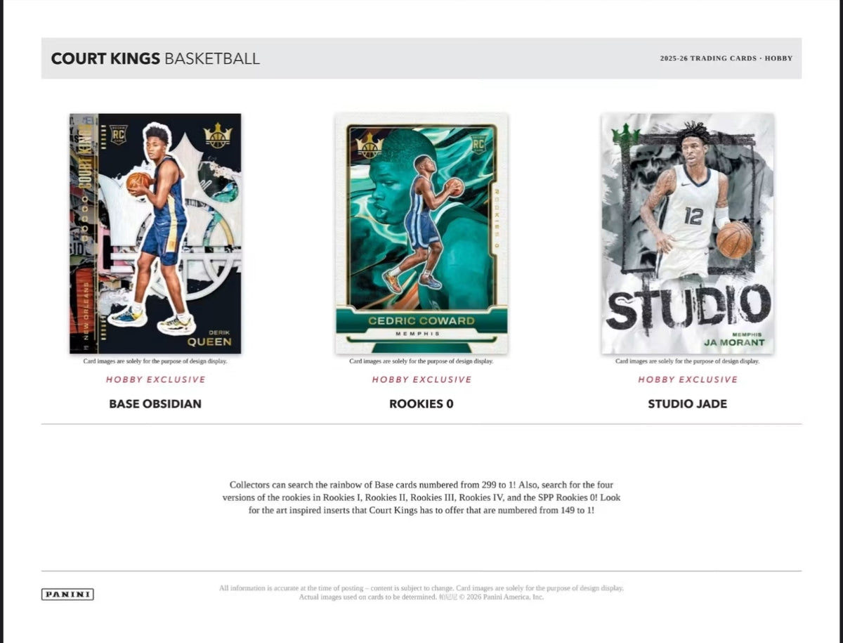 Panini Court Kings 2025-26 NBA Basketball Hobby Box -NEW- 2 Autographs