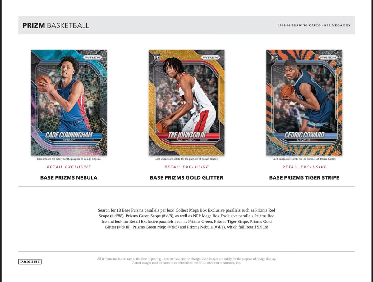Panini Prizm 2025-26 NBA Basketball Mega Box -NEW- 12 Red Ice Prizms