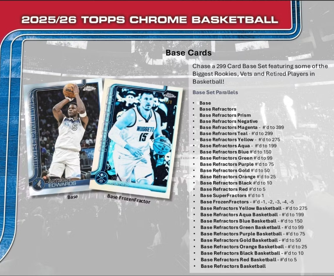 Topps Chrome 2025-26 NBA Basketball Mega Box -NEW- 10 X-Fractors